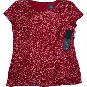 NWT Adrianna Papell Red Sequin Christmas Top 14